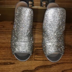 Brand new silver Steve maddens backless heels